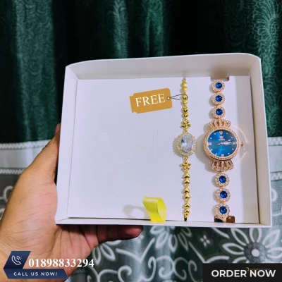 Blue Oleves Watch With Bracelet