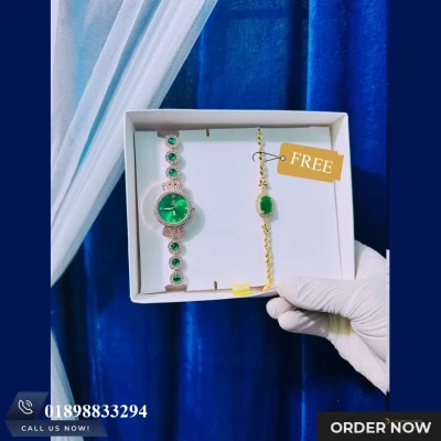 Green Oleves Watch With Bracelet