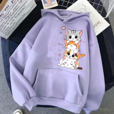 Purple 4 Cat Womens Hoodie