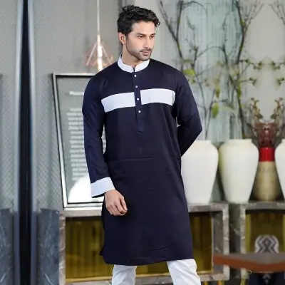 Blue & White Stylish Premium Punjabi