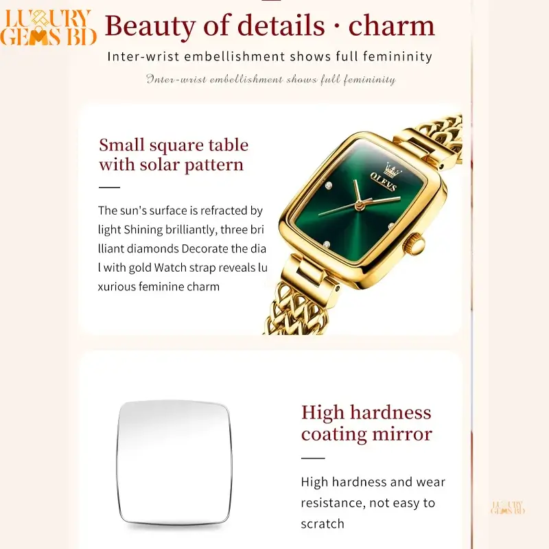 Green Fashionabe Watch With Bracelet