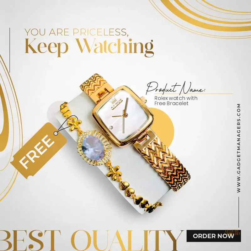 White Fashionabe Watch With Bracelet