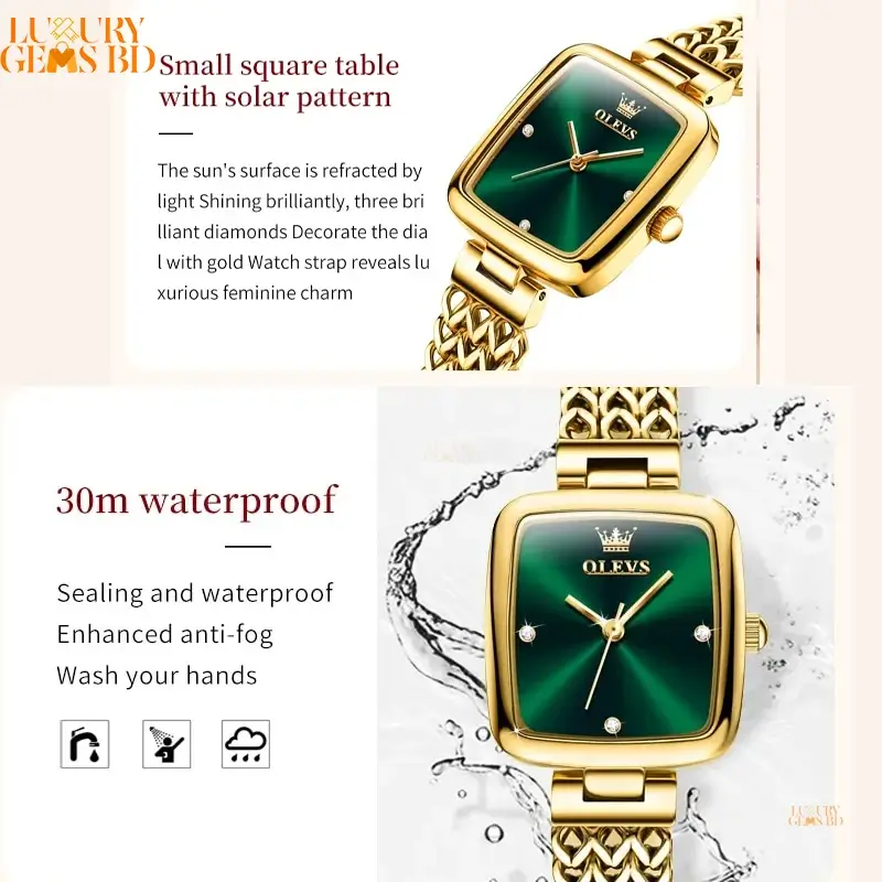 Green Fashionabe Watch With Bracelet